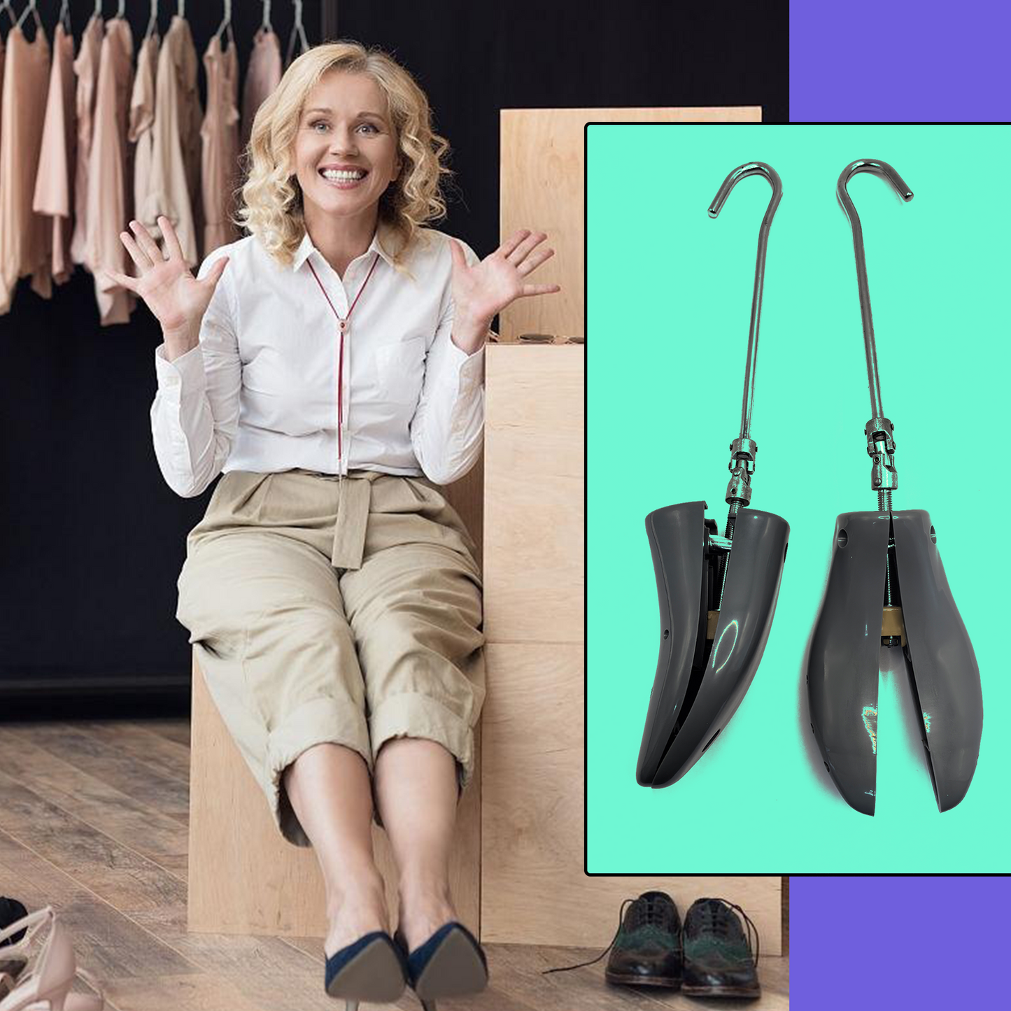 Boot Stretchers for Mens Size 8-13, Women Size 9-14, Adjustable Cowboy Boot Stretchers for Thick Wide Feet, High Instep & Wide Toe Box
