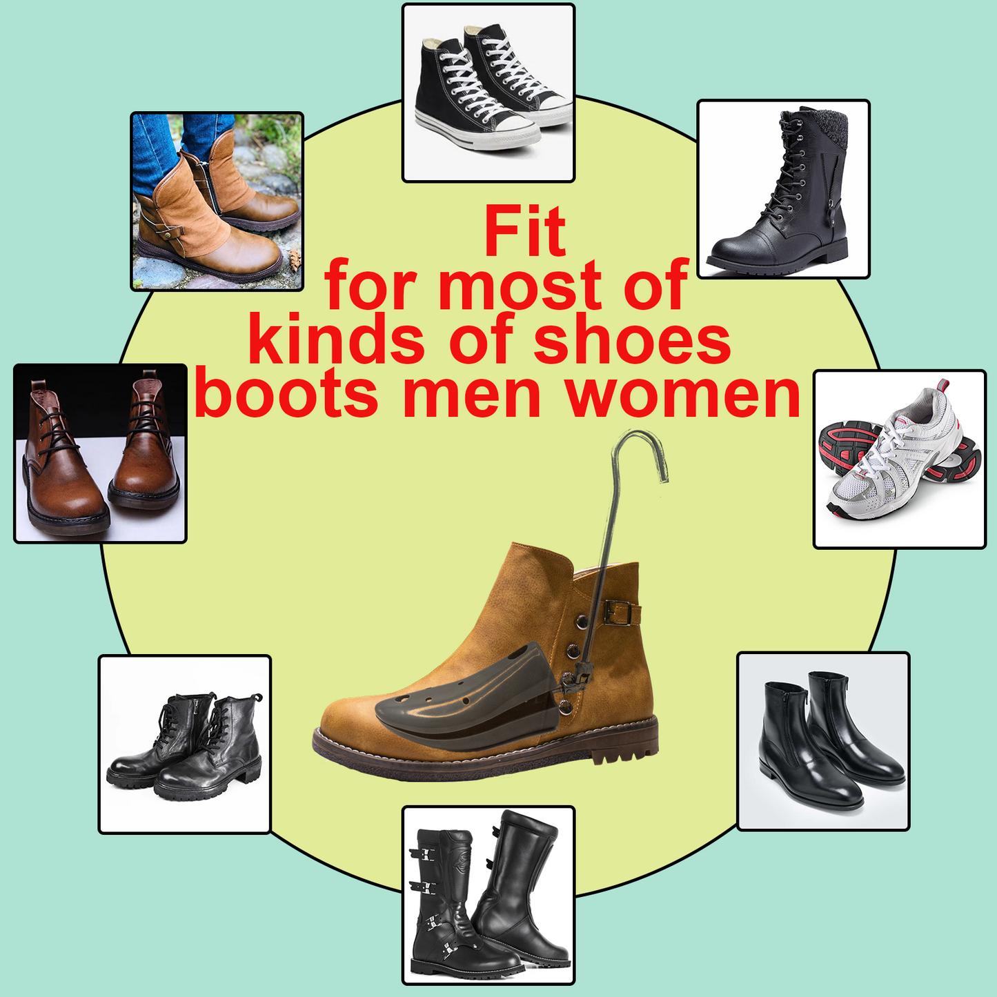Boot Stretchers for Mens Size 8-13, Women Size 9-14, Adjustable Cowboy Boot Stretchers for Thick Wide Feet, High Instep & Wide Toe Box
